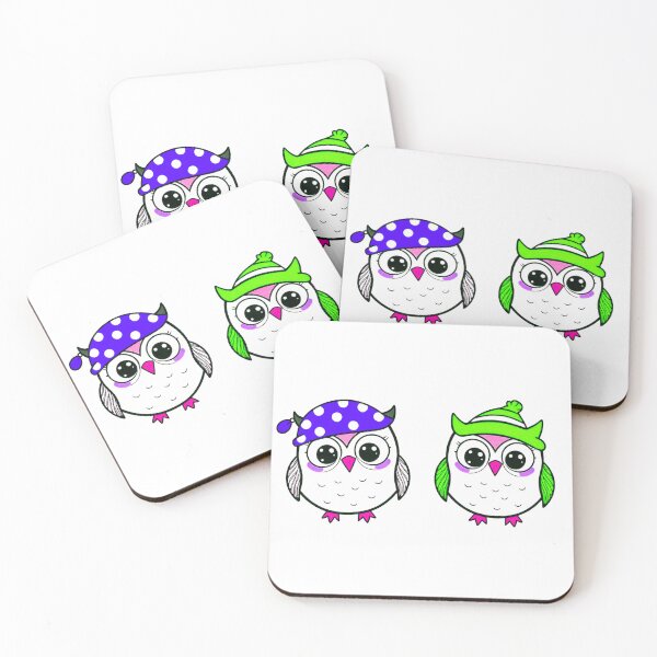 Item preview, 2 Owls Retro Art Print - Stickers designed and sold by Earth Nature Creations.