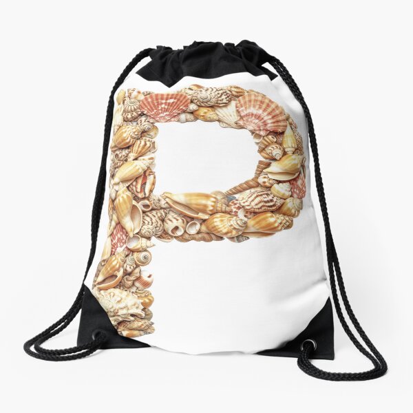SHELLS LETTER P Drawstring Bag