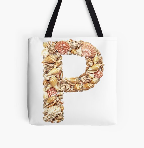 SHELLS LETTER P All Over Print Tote Bag