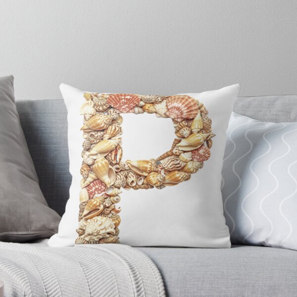 SHELLS LETTER P Throw Pillow