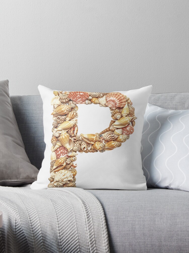 Thumbnail 1 of 4, Pillow, SHELLS LETTER P designed and sold by Art-type.