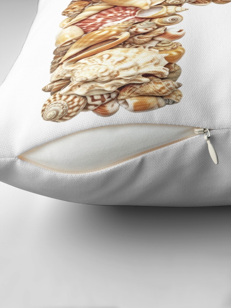 Thumbnail 2 of 4, Pillow, SHELLS LETTER P designed and sold by Art-type.