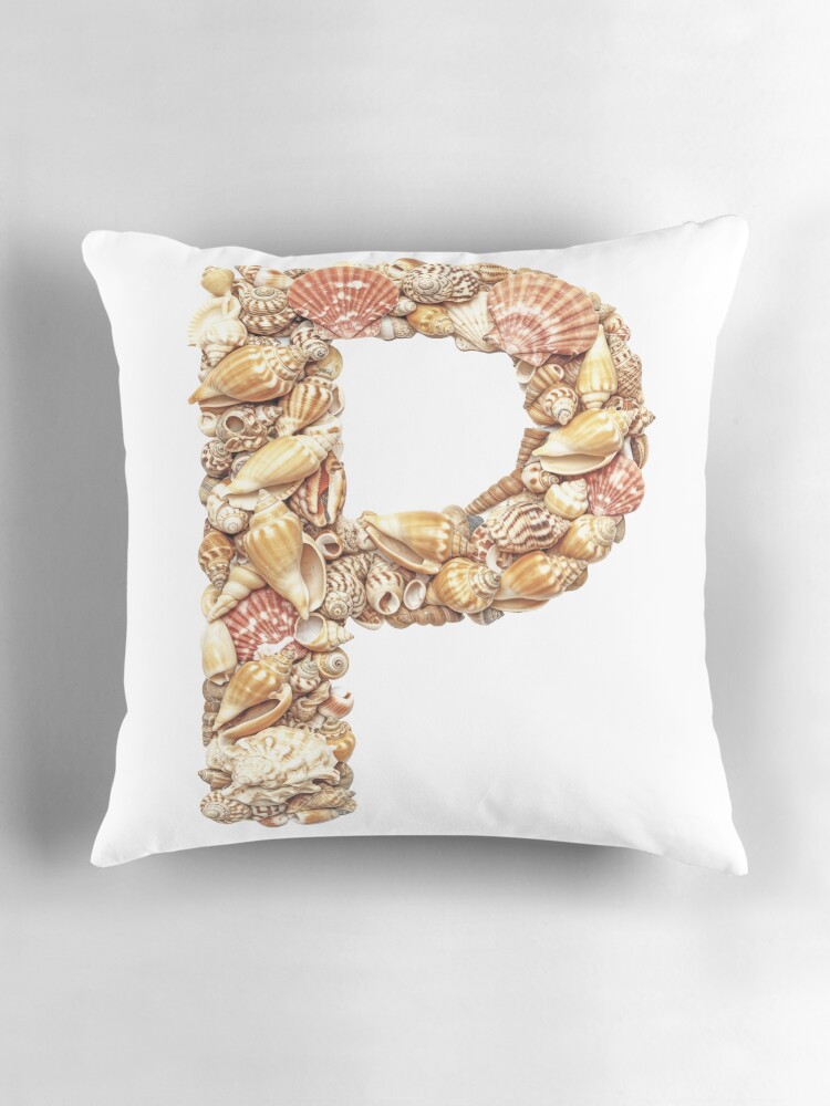 Thumbnail 3 of 4, Pillow, SHELLS LETTER P designed and sold by Art-type.