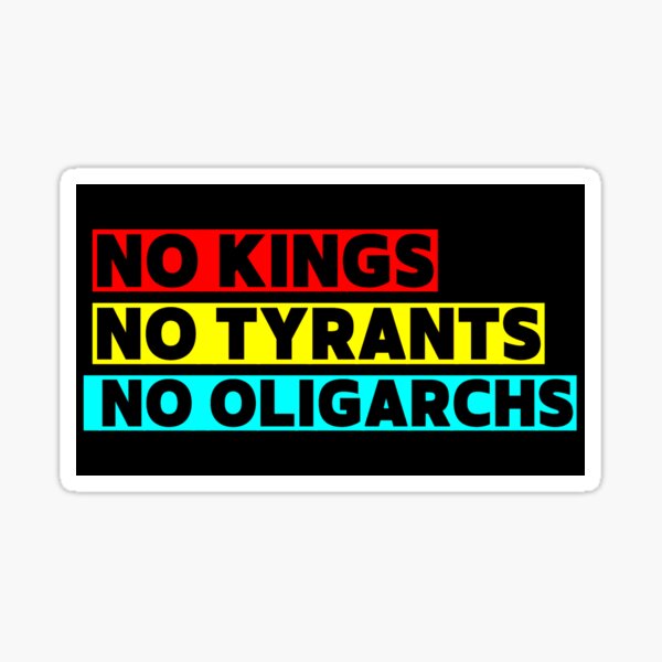 Vista previa del artículo con la obra «Camiseta con frase motivacional: "Sin reyes, sin tiranos, sin oligarcas".», diseñado y vendido por Earth Nature Creations.