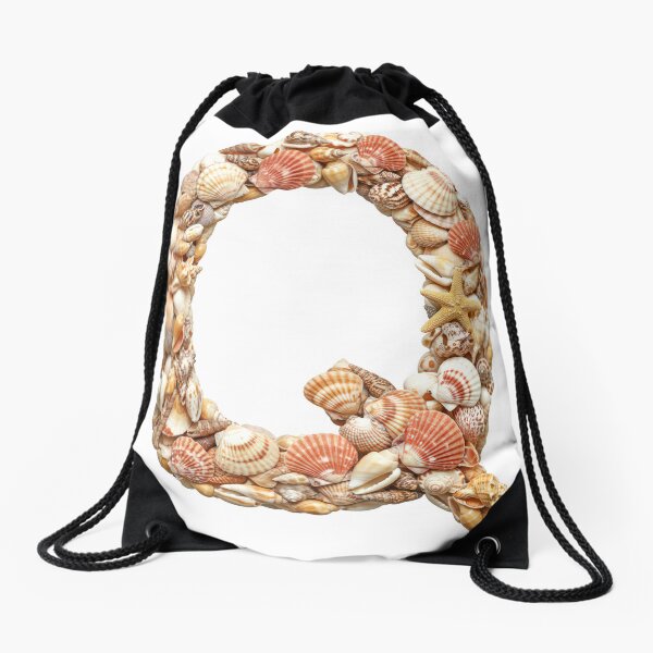 SHELLS LETTER Q Drawstring Bag