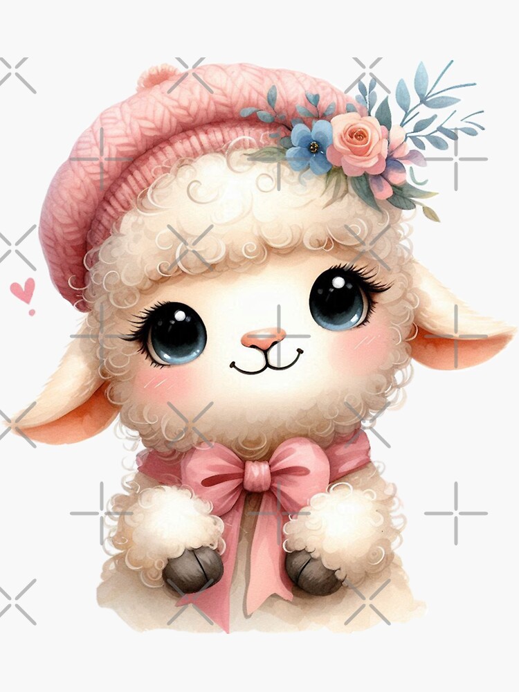 Thumbnail 3 of 3, Sticker, Sweetest Woolly ,Little Pink Sheep designed and sold by Coollzone.
