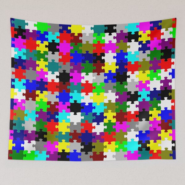 Item preview, Abstract Multicolored Offset Challenging Puzzle Pieces designed and sold by EmptyFigureHead.
