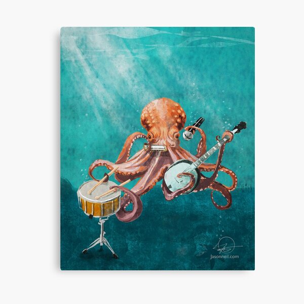Item preview, Octopus one man band designed and sold by Jason Neil Illustrator.