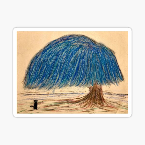 Aperçu de l'œuvre Dessin au pastel à l'huile d'un chat et d'un arbre créée et vendue par Emma Jabbari.