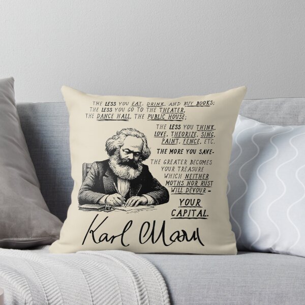 Item preview, The Less You Live The More You Save - Karl Marx Quote, Anti Capitalist, Socialist designed and sold by SpaceDogLaika.