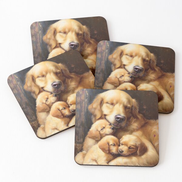Item preview, Golden Retriever mom and pups portrait  designed and sold by DesignEverykind.