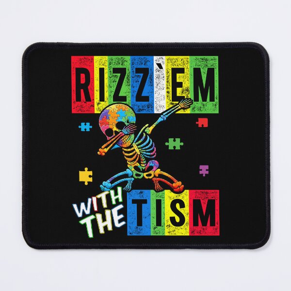 Item preview, Rizz' Em With The Tism - Colorful Puzzle Dabbing Skeleton - Autistic Girl & Boy designed and sold by Smix Pixels.
