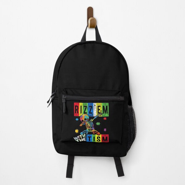 Item preview, Rizz' Em With The Tism -  Colorful Puzzle Dabbing Skeleton - Autistic Girl & Boy  designed and sold by Smix Pixels.