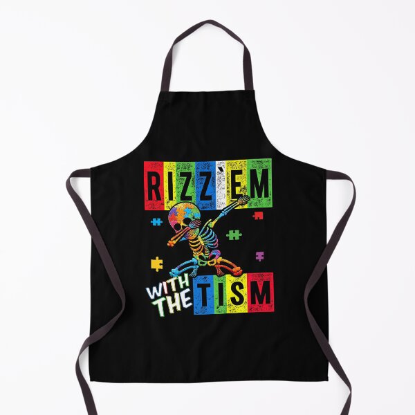 Item preview, Rizz' Em With The Tism - Colorful Puzzle Dabbing Skeleton - Autistic Girl & Boy designed and sold by Smix Pixels.