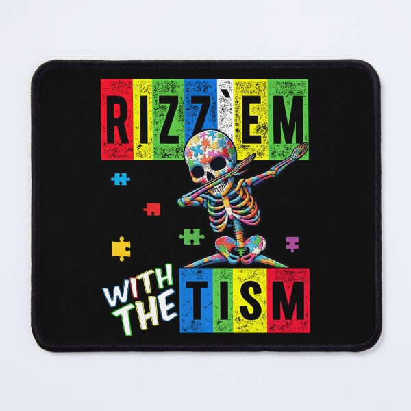Item preview, Rizz' Em With The Tism -  Colorful Puzzle Dabbing Skeleton - Autistic Girl & Boy  designed and sold by Smix Pixels.