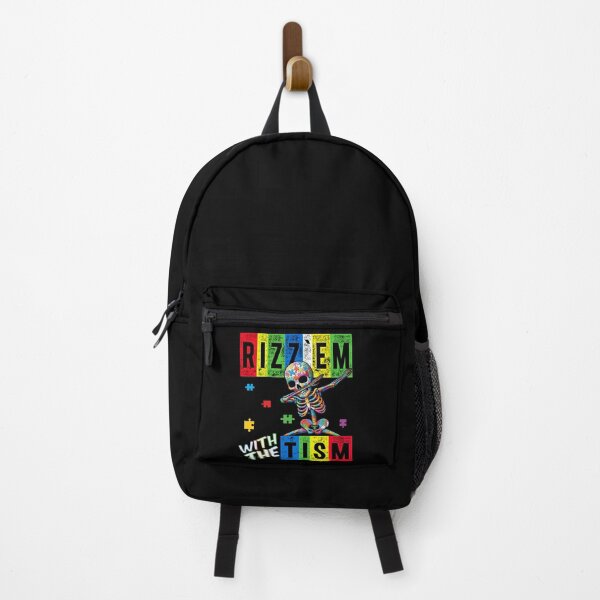 Item preview, Rizz' Em With The Tism -  Colorful Puzzle Dabbing Skeleton - Autistic Girl & Boy  designed and sold by Smix Pixels.