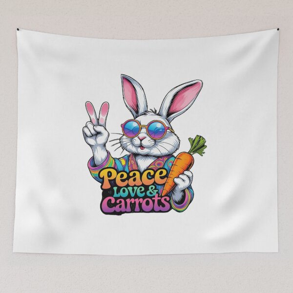 Item preview, Peace, Love & Carrots – Groovy Hippie Bunny Retro Easter Design designed and sold by bannzy.