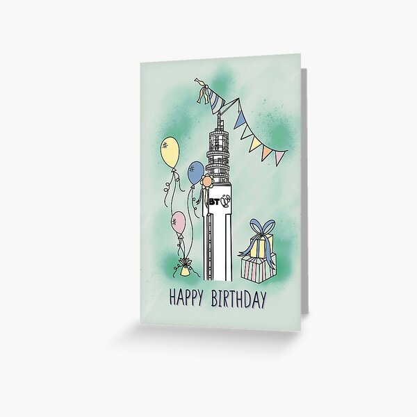Item preview, BT Tower Birthday Card designed and sold by thecraftybrum.