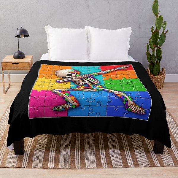 Item preview, Dabbing Puzzle Skeleton - Autistic Girl & Boy designed and sold by Smix Pixels.