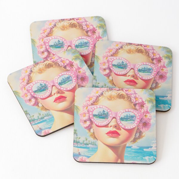 Item preview, Retro Beach Girl with Floral Sunglasses designed and sold by CASturgill.