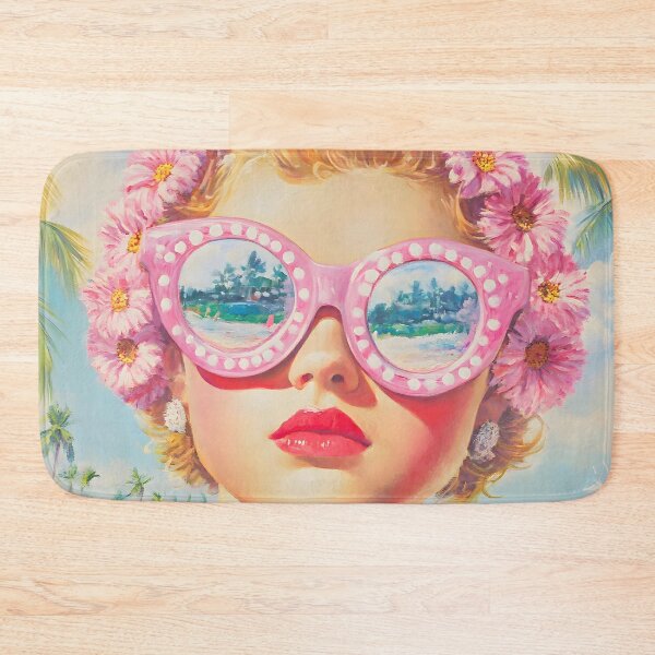 Item preview, Retro Beach Girl with Floral Sunglasses designed and sold by CASturgill.