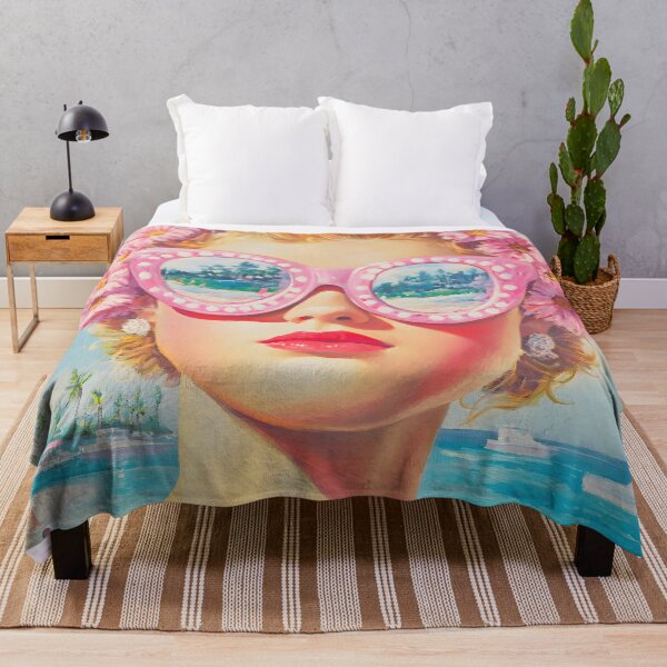 Item preview, Retro Beach Girl with Floral Sunglasses designed and sold by CASturgill.