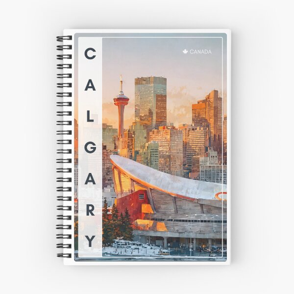 Item preview, Calgary Skyline Sticker: Saddledome & Calgary Tower Illustration designed and sold by twentytwo ART souvenir designs.