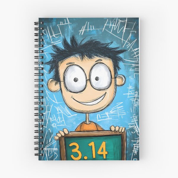 Item preview, Funny Genius Pi Day in Action – Cartoon Spiky-Haired Math Whiz Holding 3.14 with a Chalkboard AI Generated Art designed and sold by FUNqoosh.
