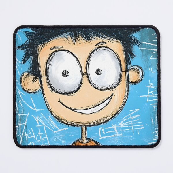Item preview, Funny Genius Pi Day in Action – Cartoon Spiky-Haired Math Whiz Holding 3.14 with a Chalkboard AI Generated Art designed and sold by FUNqoosh.