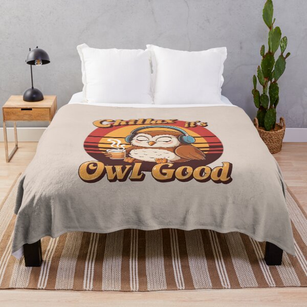 Item preview, Chillax, It’s Owl Good – Cozy Owl Pun Design designed and sold by Jollys-ArtShop.
