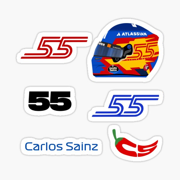 Vista previa del artículo con la obra «Paquete de pegatinas de Carlos Sainz F1 2025», diseñado y vendido por Pink Polar F1.