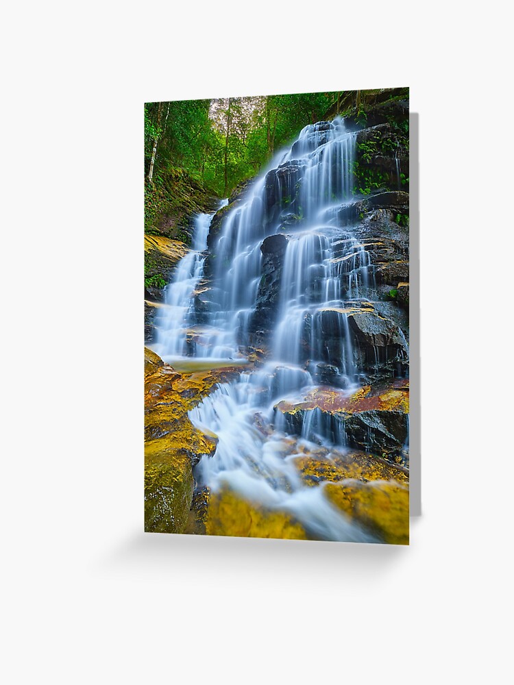Thumbnail 1 of 2, Greeting Card, Sylvia Falls, Blue Mountains, New South Wales, Australia designed and sold by Chockstone.