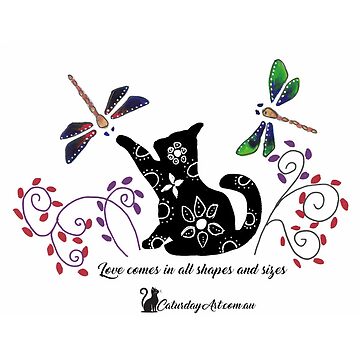 Artwork thumbnail, CaturdayArt Cat with Dragonflies - Love comes in all shapes and sizes by CaturdayArt