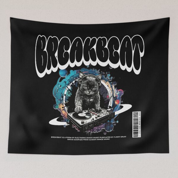 Item preview, BREAKBEAT  - Dj Meows Mix (white)  designed and sold by Discothreadz.