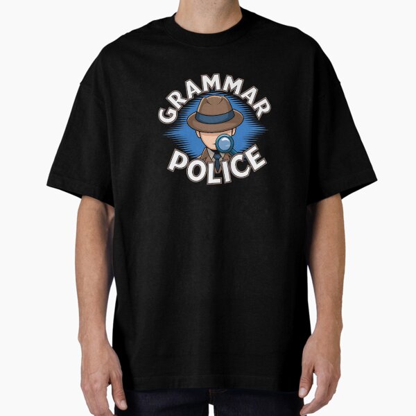 Vista previa del artículo con la obra «Policía gramatical», diseñado y vendido por Evolved Ape.