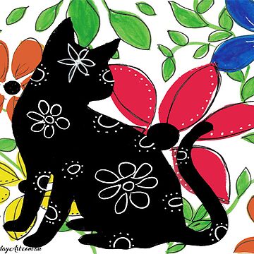 Artwork thumbnail, CaturdayArt Cat with colourful flowers by CaturdayArt