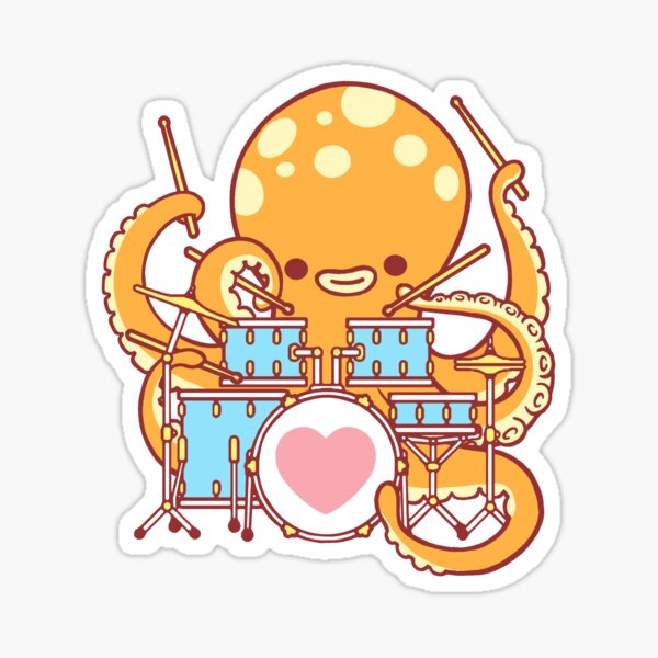 Octopus Drummer Sticker