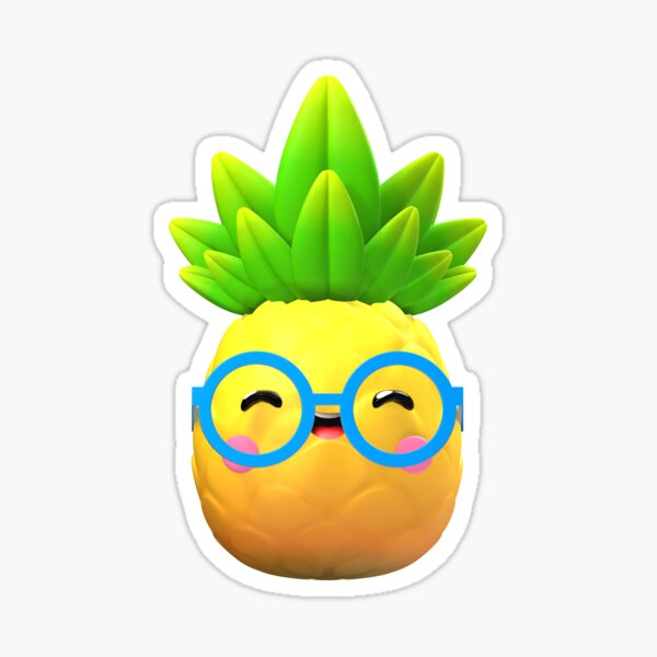 Happy Pineapple – Cute Smiling Kawaii Fruit with Glasses for Babies & Kids Sticker