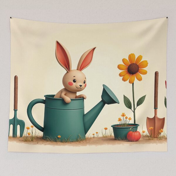 Aperçu de l'œuvre un lapin mignon en tant que jardinier créée et vendue par Mauswohn.