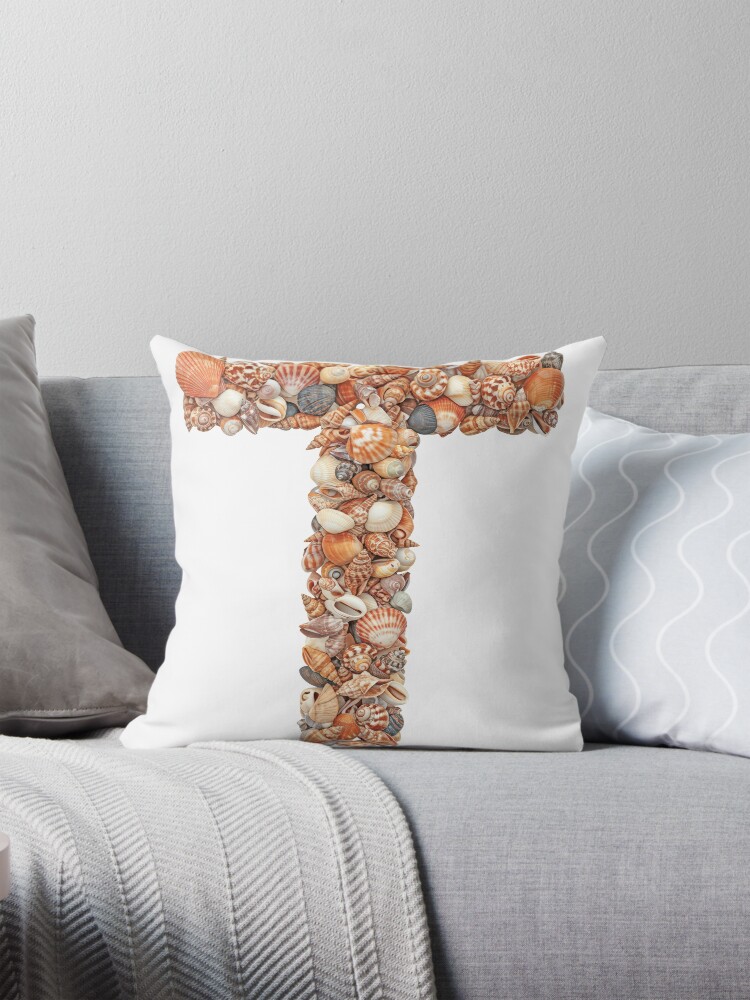Thumbnail 1 of 4, Pillow, SHELLS LETTER T designed and sold by Art-type.