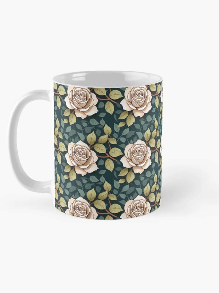 Thumbnail 5 of 6, Coffee Mug, Paper Roses Pattern Design 8 designed and sold by Domo-Design.