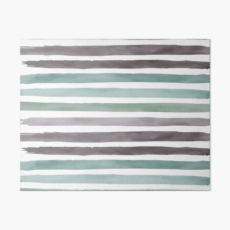 Item preview, Aqua gray horizontal watercolor stripes designed and sold by Ikonolexiart.