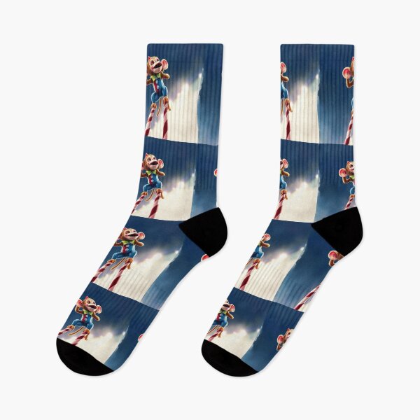 Item preview, Cartoon Jester Monkey on Candy Cane Stilts – Fun Sky Illustration designed and sold by Geddit Designs.