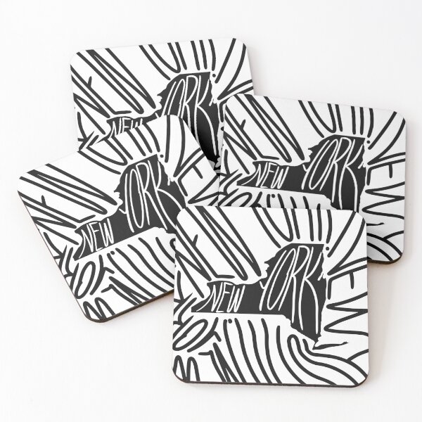 Item preview, New York State - NY Map and Flag - Black and White - Typography USA America The Empire State designed and sold by Ranggasme.
