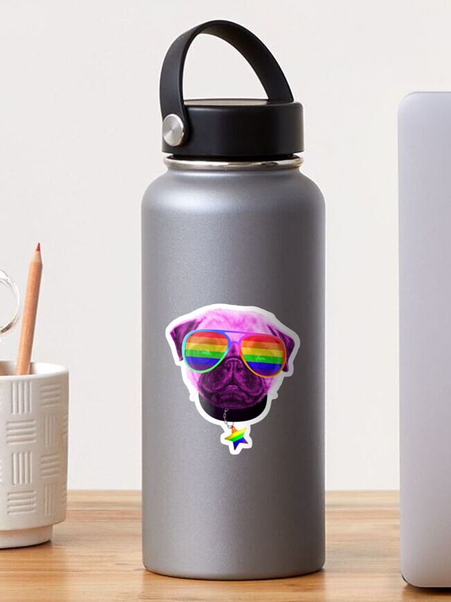 Gay Pride Pug LGBT Dog Rainbow Sunglasses | Sticker