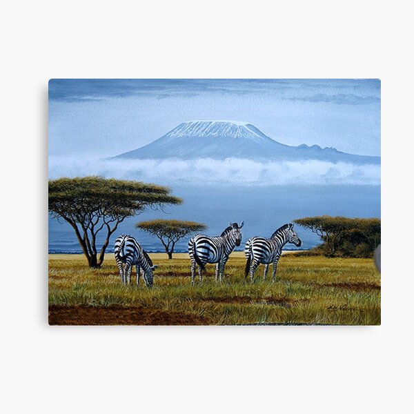 Beautiful art designs of Zebras at the foot of Mt. Kilimanjaro Canvas Print