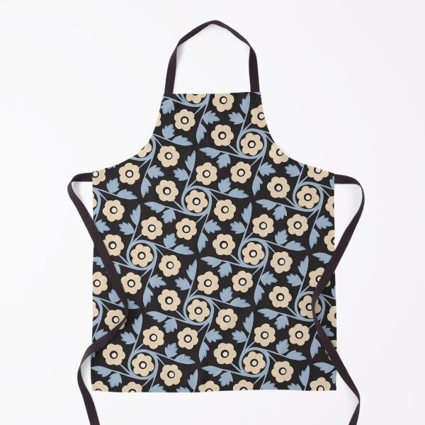 Item preview, Bright flowers with circling stems in blue and cream designed and sold by colorofmagic.