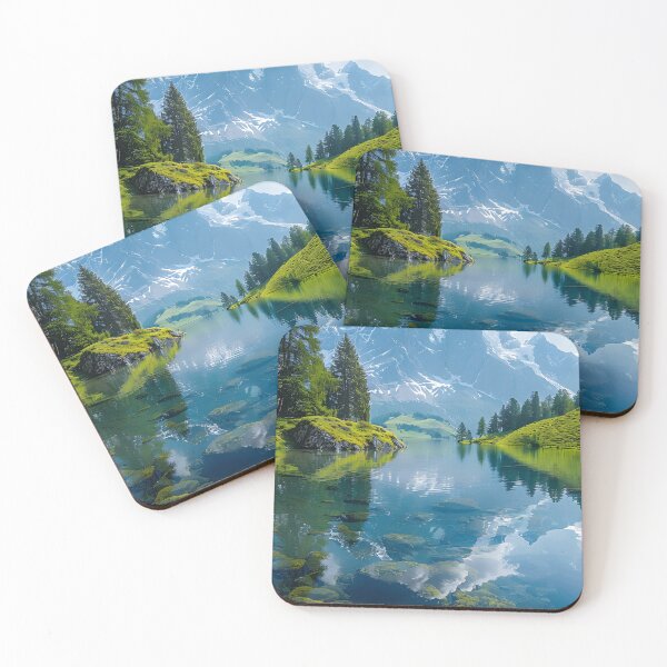 Item preview, Serene alpine landscape with reflective tranquil lake. designed and sold by Artessie.
