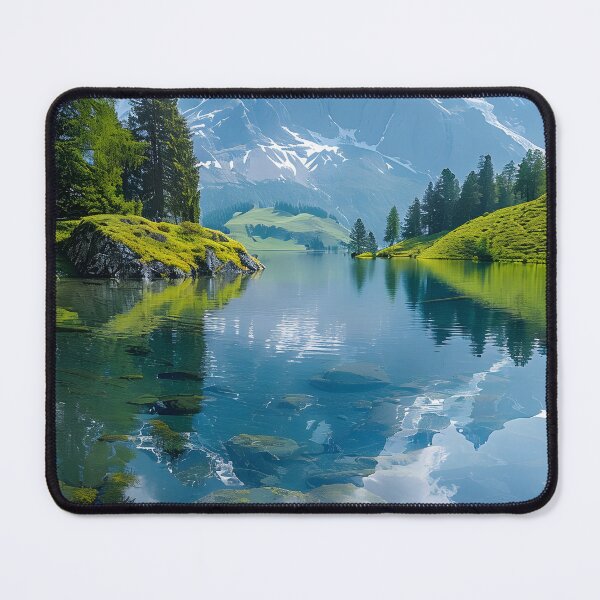 Item preview, Serene alpine landscape with reflective tranquil lake. designed and sold by Artessie.