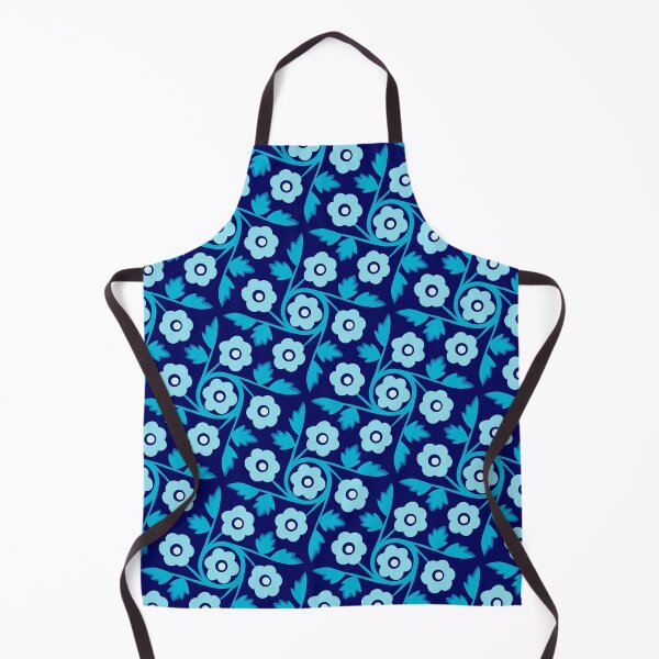 Item preview, Bright flowers with circling stems in shades of blue designed and sold by colorofmagic.